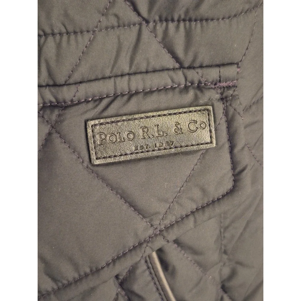 Polo Ralph Lauren Mens Black Diamond Quilted Vest Mock Neck Full Zip Large